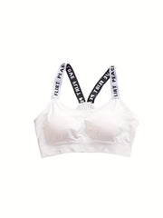 2pcs Wireless Bras Letter Print Comfy Intimates Women's Lingerie