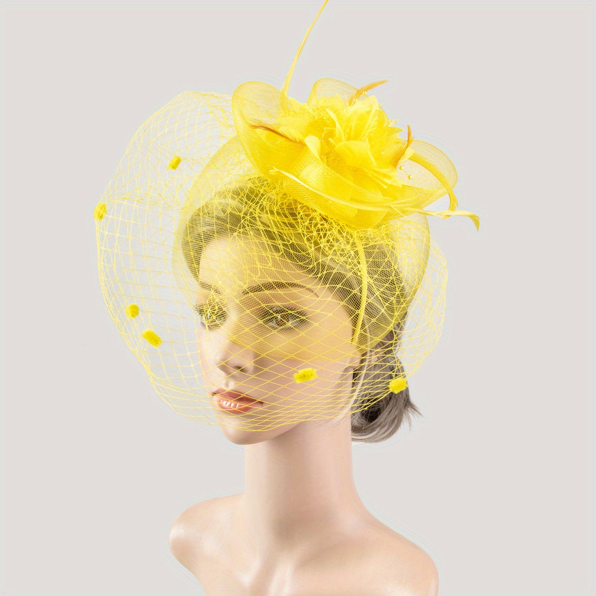 Women Flower Feather Fascinator Tea Party Hat Hand Work Headband