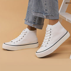 Girl's High Top Solid Skate Shoes Comfy Non Slip Casual Lace Up Platform