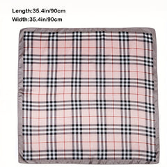 Plaid Satin Square Scarf Bandana Women Wrap Silk Travel Beach Towel