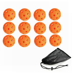 12 Pack Outdoor Pickleball Balls w/ Storage Net Bag, 40 Holes, Amateur to Compe