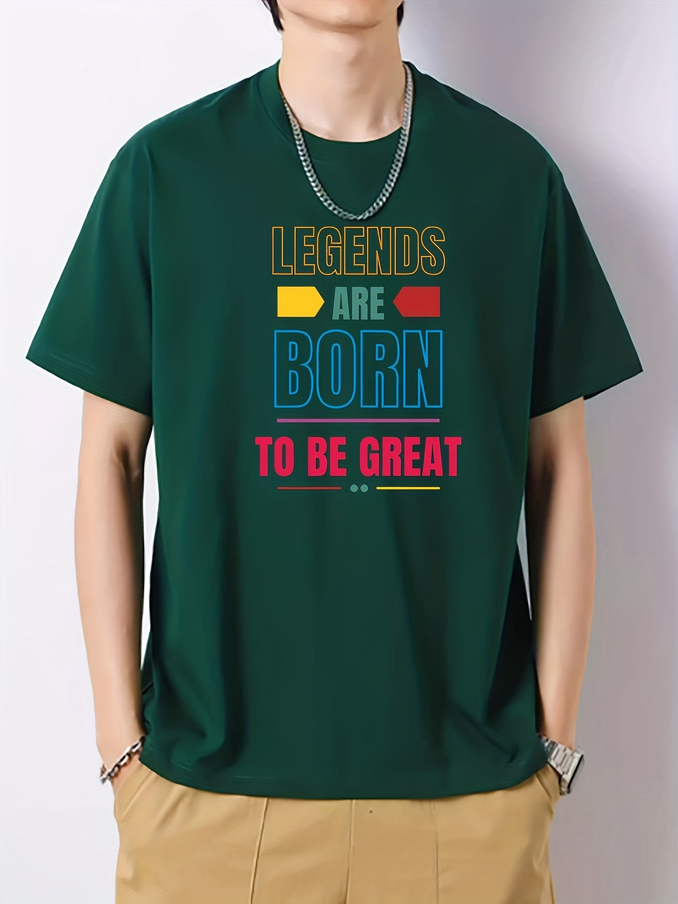 Men's Cotton Letter Print Crew Neck Active T-shirt