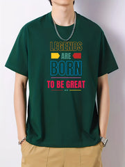 Men's Cotton Letter Print Crew Neck Active T-shirt