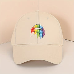 LGBT Rainbow Lip Baseball Cap Gay Pride Unisex Dad Hat Adjustable Sun Hats