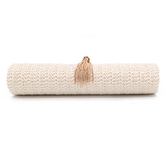 Retro Straw Clutch Bag with Tassel Handle, Crossbody Party Purse