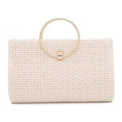 Retro Straw Clutch Bag with Tassel Handle, Crossbody Party Purse