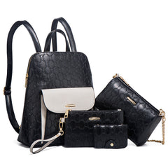 Embossed Detail Backpack Set Women's Bag Collection