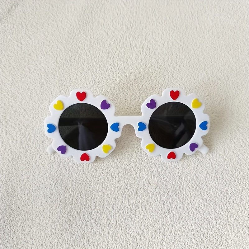 Heart Pattern Round Sunglasses for Girls and Boys