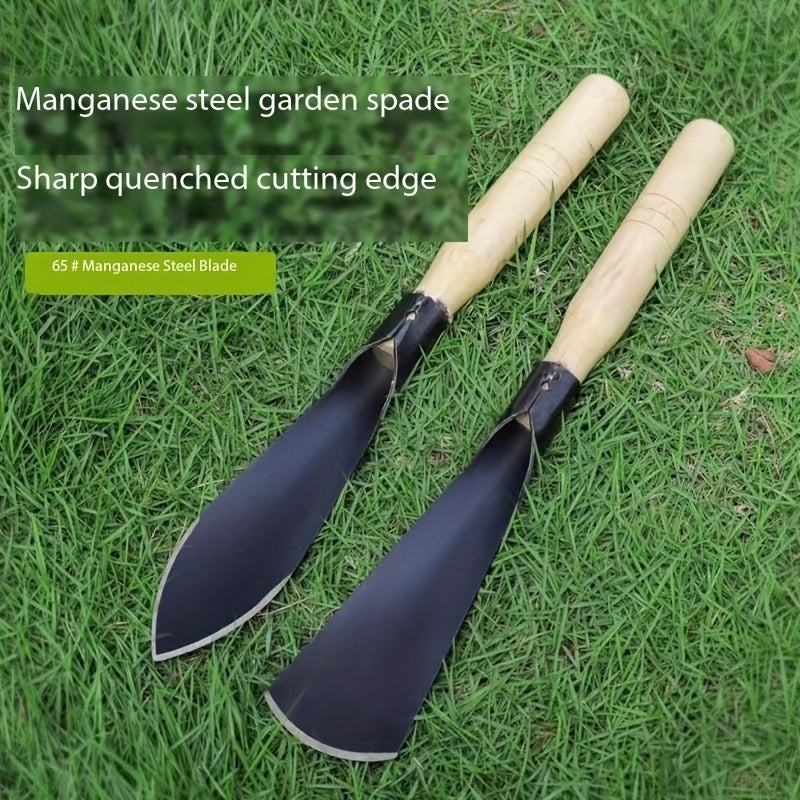 2pcs Manganese Steel Shovels w/ Wood Handles - Garden Planting Tools