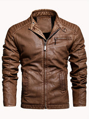 Men's Cozy Fleece PU Biker Jacket