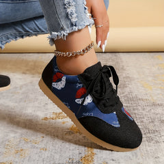 Women's Lips Pattern Sneakers Casual Lace Up Low Top Shoes