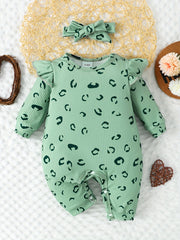 Newborn Infant Romper Long Sleeve Crew Neck Jumpsuit For Baby Boys And Girls