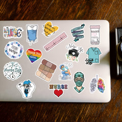 50 Nurse Themed Doodle Stickers for Laptops and More