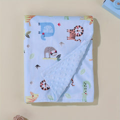 Cute Kids' Beanie Blanket with Lion & Elephant Print