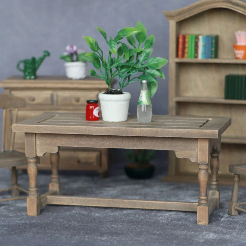 1:12 Scale Wooden Dining Table for Dollhouse Miniature Handcrafted