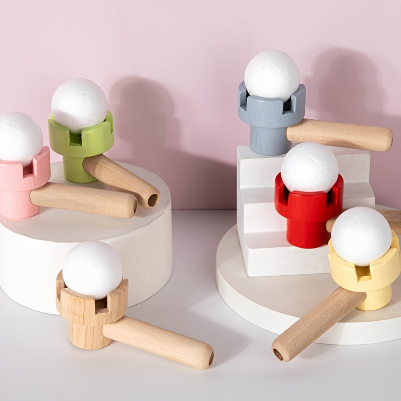 Wooden Balloon Blowing Toy for Kids Sensory Training Exercise