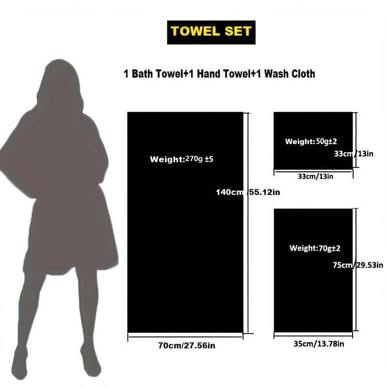 3pcs Waffle Towel Set - Soft Thick Quick Dry Towels