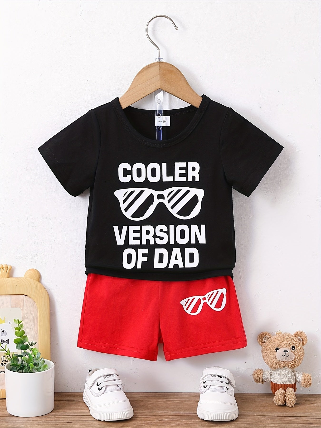 2pcs Baby Boys Sunglasses Print T shirt & Shorts Summer Clothes Sets