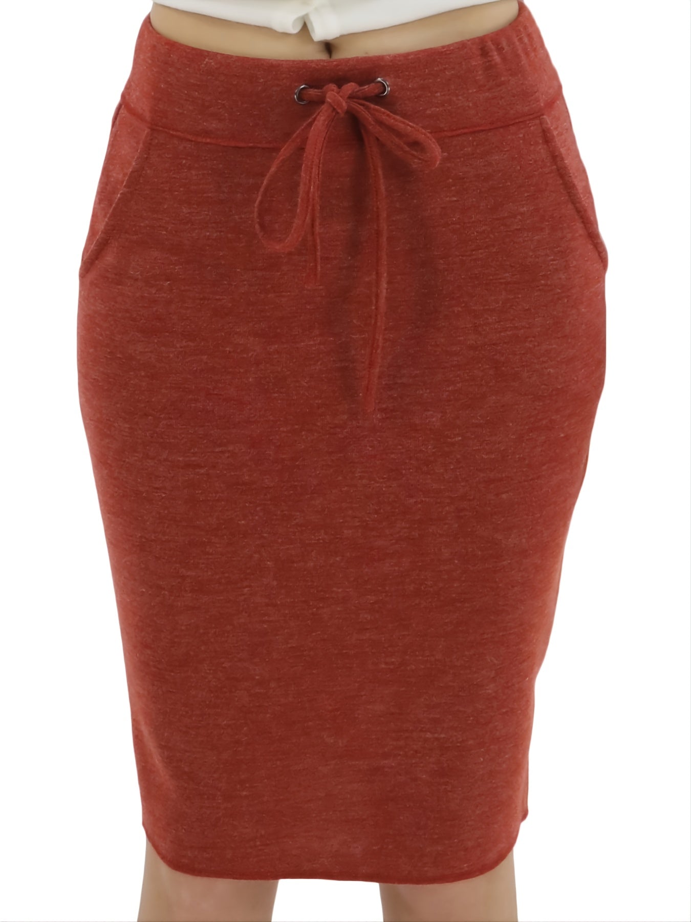 Drawstring Pocket Pencil Skirt High Waist Fall & Winter