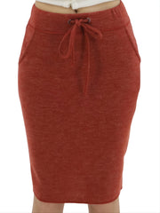 Drawstring Pocket Pencil Skirt High Waist Fall & Winter