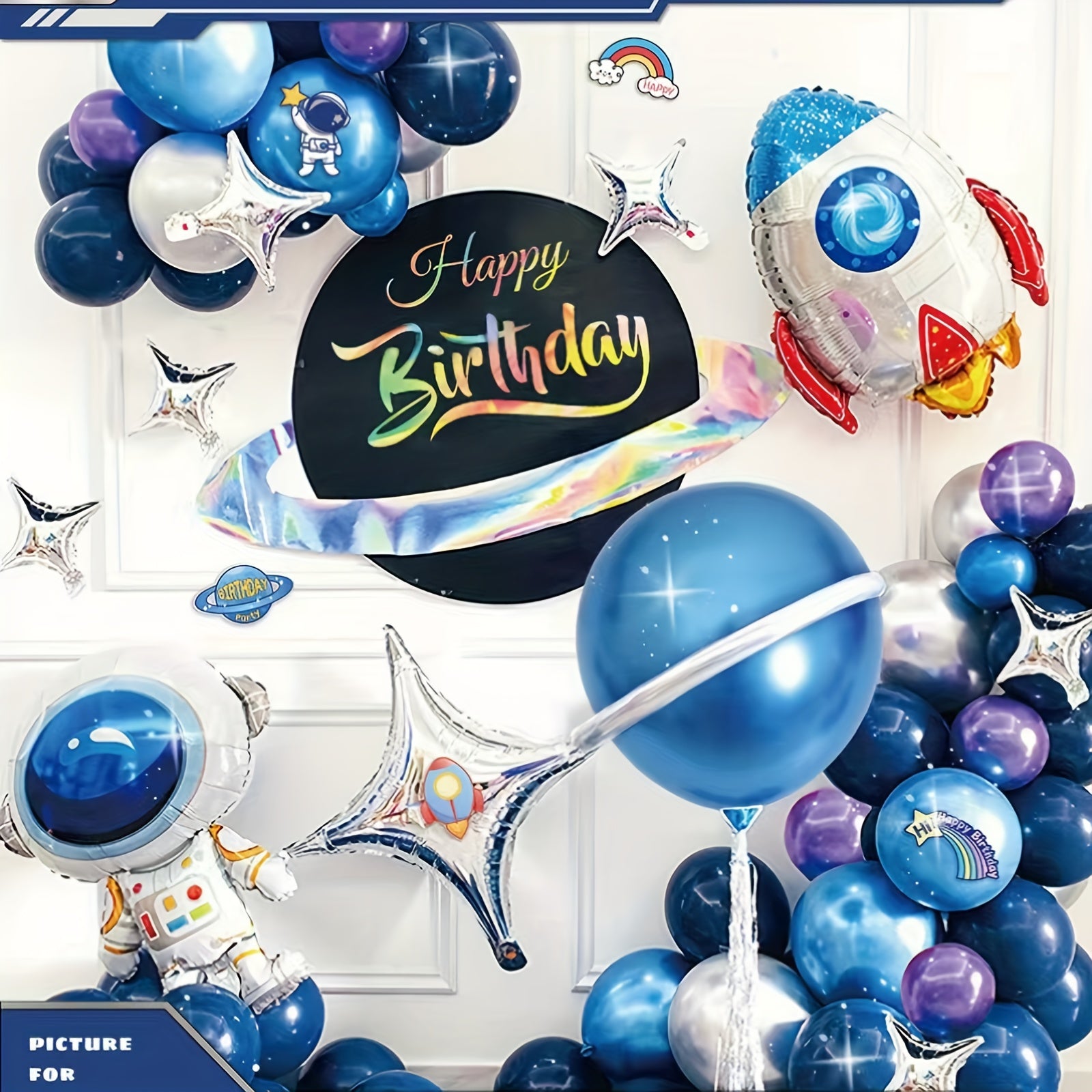 Space Astronaut Purple Balloon Set Birthday Balloon Set - Achieve Space Dream
