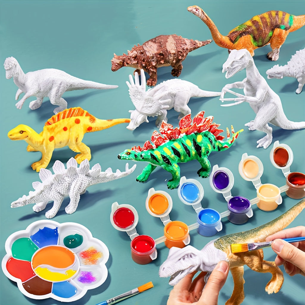 6pcs Dinosaur Coloring Set for Boys and Girls - 3D Animal Painting Toys