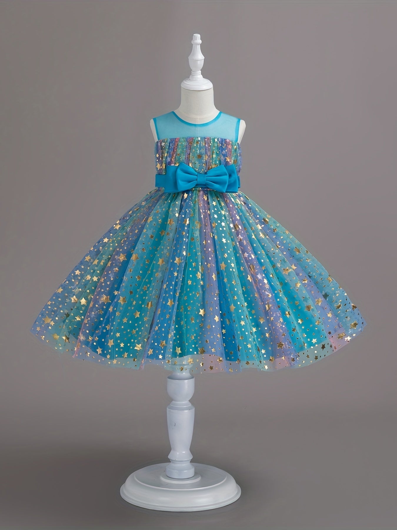 Kid Girls Rainbow Sequin Star Tutu Dress Sleeveless