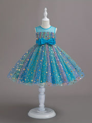 Kid Girls Rainbow Sequin Star Tutu Dress Sleeveless