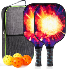 Carbon Fiber Pickleball Set 2 Paddles 4 Balls Bag Beginner Pickleball Paddle