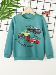 Boys Cars Print Crew Neck Sweatshirt
