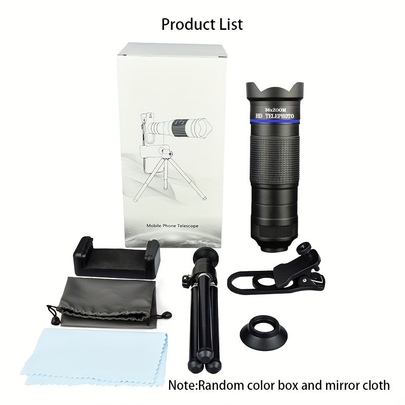 HD 36X Telescope Phone Clip Tripod Zoom Lens for Concert
