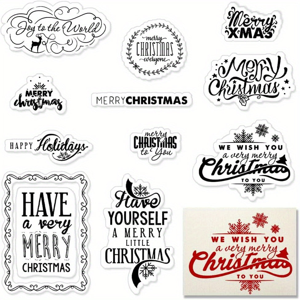 Xmas Clear Stamps: Blessing Words Silicone Stamps DIY Scrapbooking Supplies