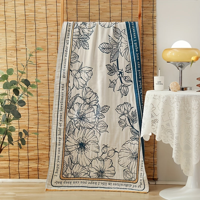 Flower Pattern Bath Towel Soft Skin friendly Absorbent Towel