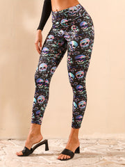 Skull Print Yoga Pants Stretchy Leggings Women's Activewear