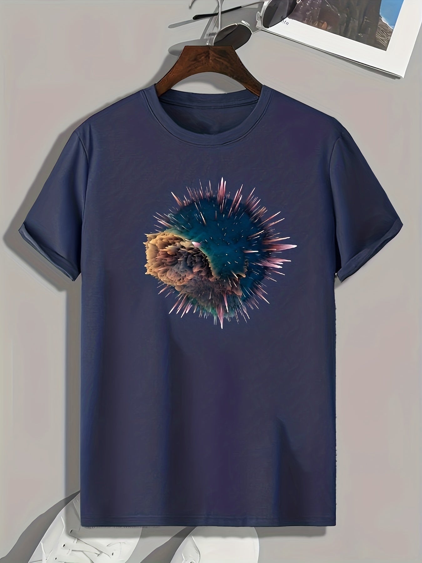 Sea Urchin Print Men's Graphic Tee for Summer