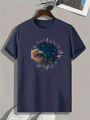 Sea Urchin Print Men's Graphic Tee for Summer