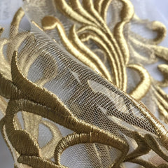 Heavy Duty Golden Thread Mesh Embroidery Collar Flower Cloth Paste Patch