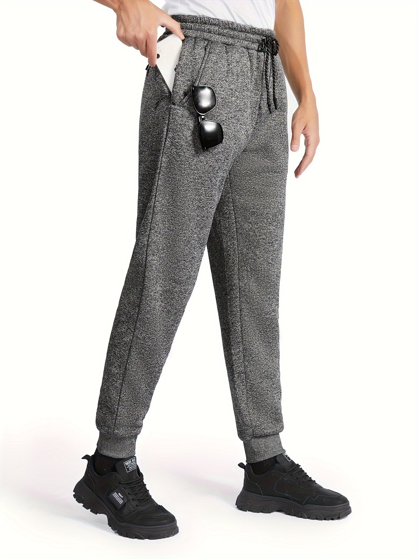 Men's Drawstring Fleece Sweatpants for Autumn Winter