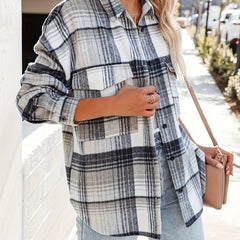 Plaid Print Classic Jacket Button Front Outerwear