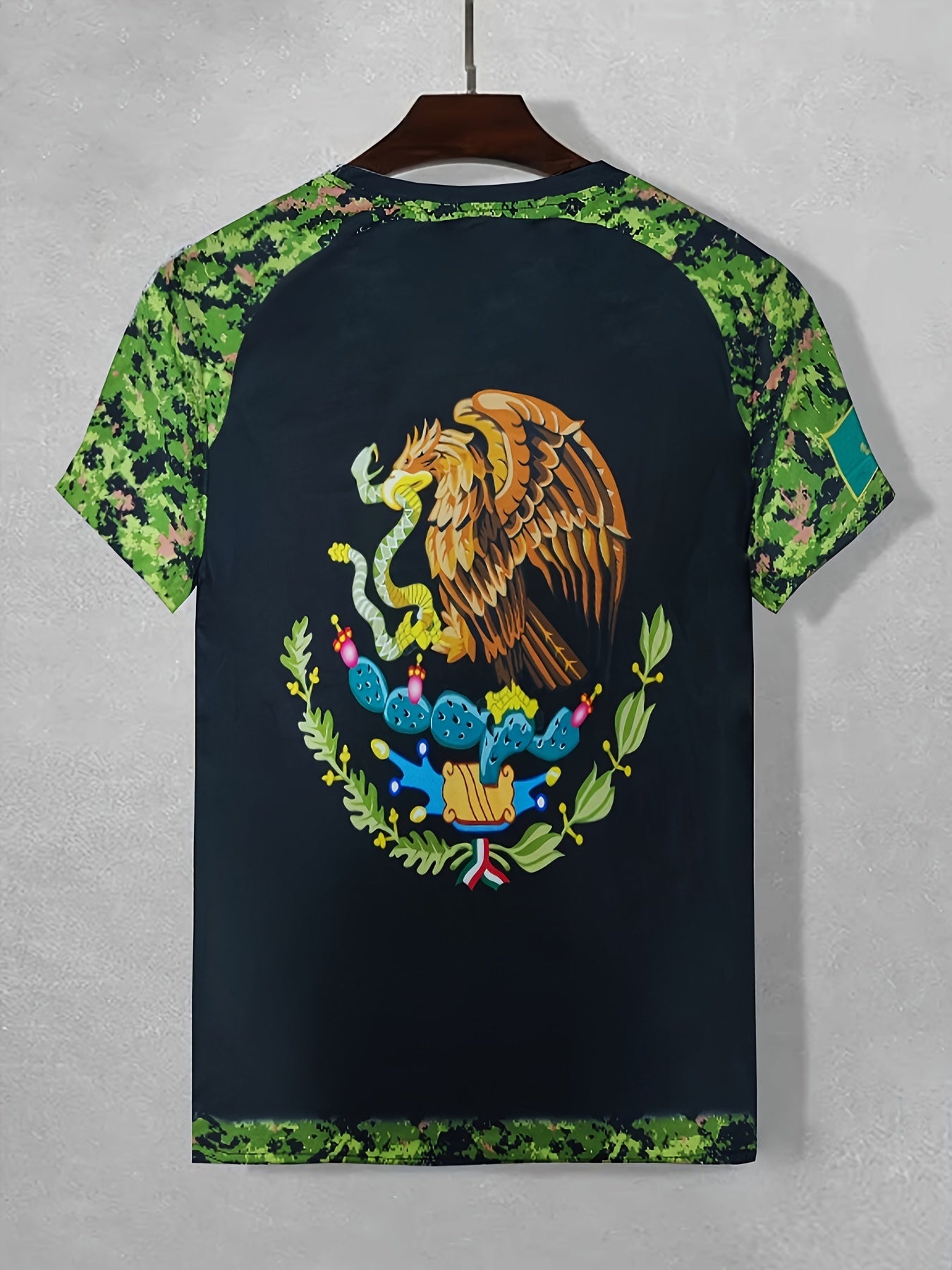 Eagle Pattern T shirt Men's Casual Street Style Stretch Round Neck Tee Shirt