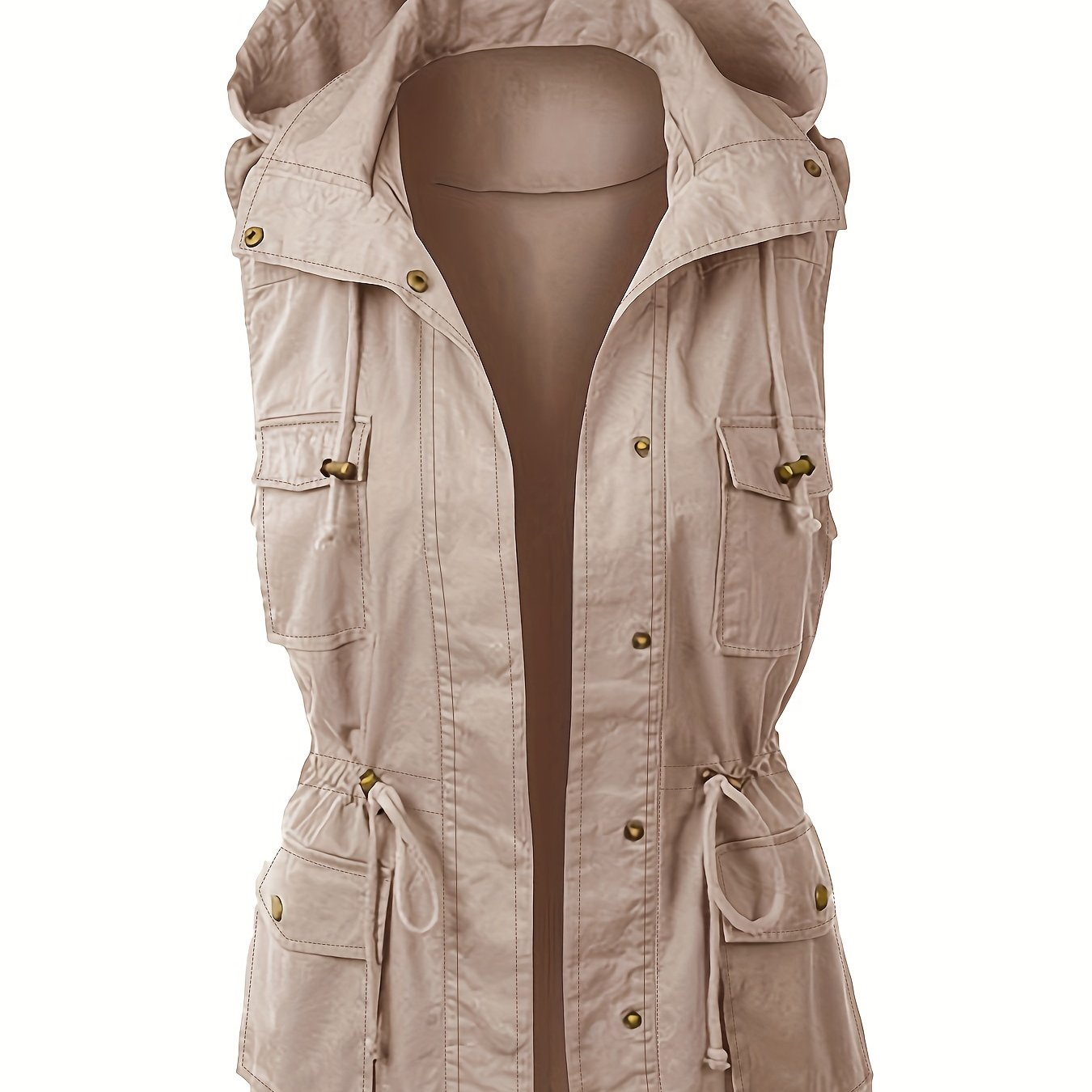 Women's Sleeveless Drawstring Hooded Jacket