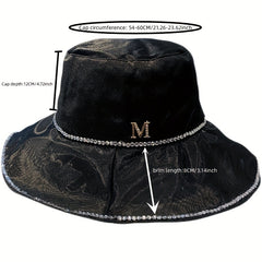 Rhinestone Decor Bucket Hat Sunscreen Travel Beach Hat