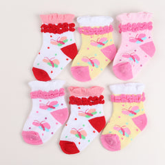 6 Pairs Baby Girls Lace Crew Socks Jacquard Infant Newborn Socks