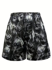 Halloween Skull Pattern Men's Casual Stretch Shorts