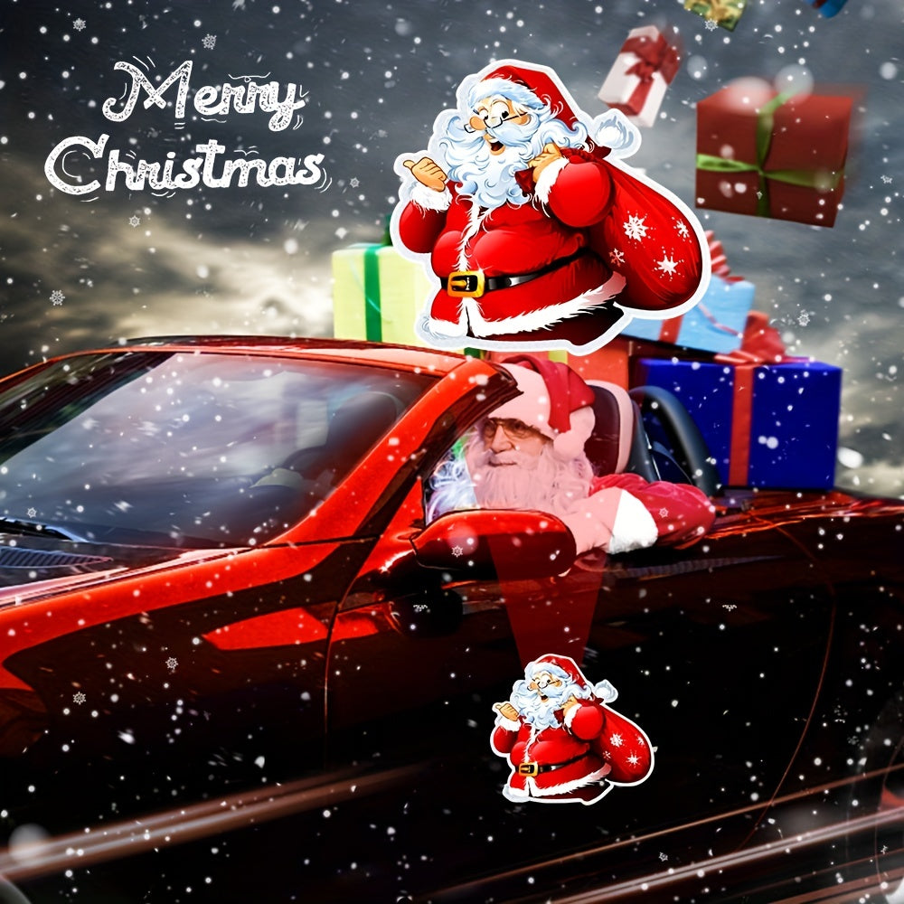 2pcs Santa Claus Christmas Decorations Reflective Sticker