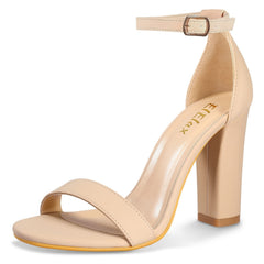 Women's Open Toe High Heel Sandals Ankle Strap Block Heeled Dress Sandals
