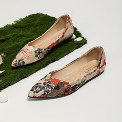 Floral Print Ballet Flats Pointed Toe Soft Sole Shoes