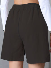 Solid Drawstring Waist Shorts Casual Pocket Shorts for Summer