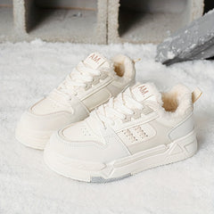 Women's Winter Skate Shoes Faux Fur Lined Low Sneakers Lace up