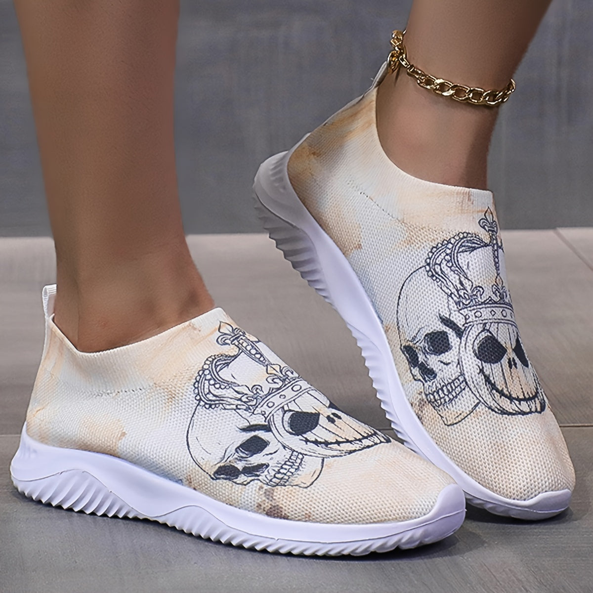 Women's Skull Platform Sneakers Lightweight Halloween Shoes